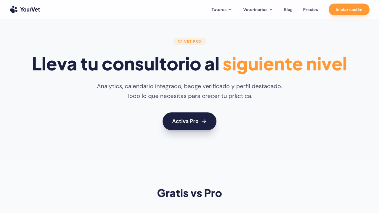 Panel de edición del perfil veterinario en YourVet